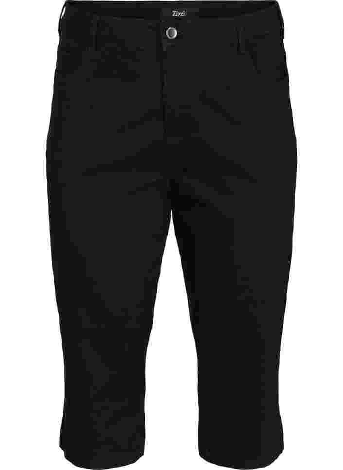 Enganliegende Denim-Caprihose aus Baumwolle, Black, Packshot image number 0