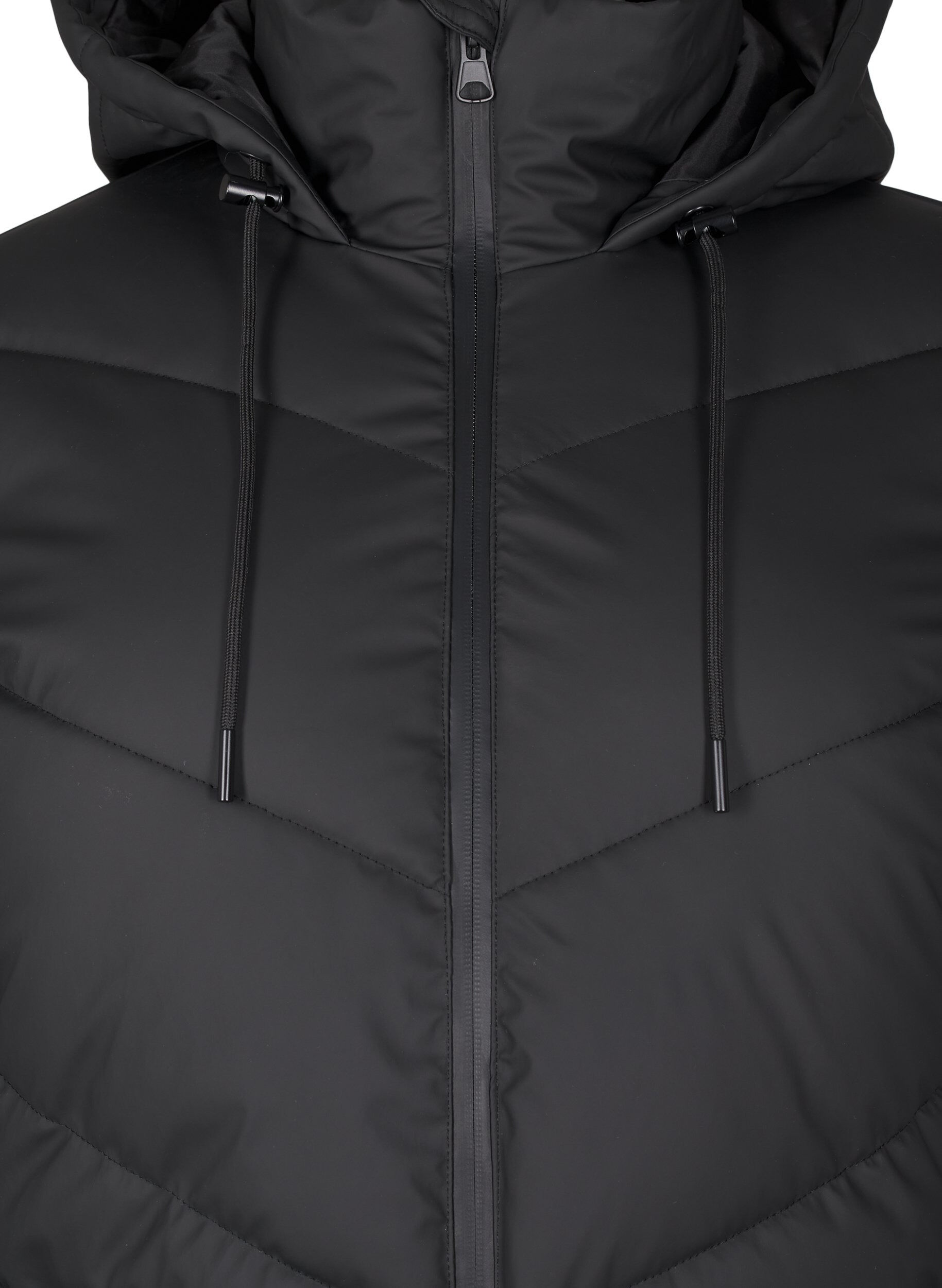 Zizzi Wasserabweisende Steckenjacke mit Kapuze, Schwarz, Packshot image number 2