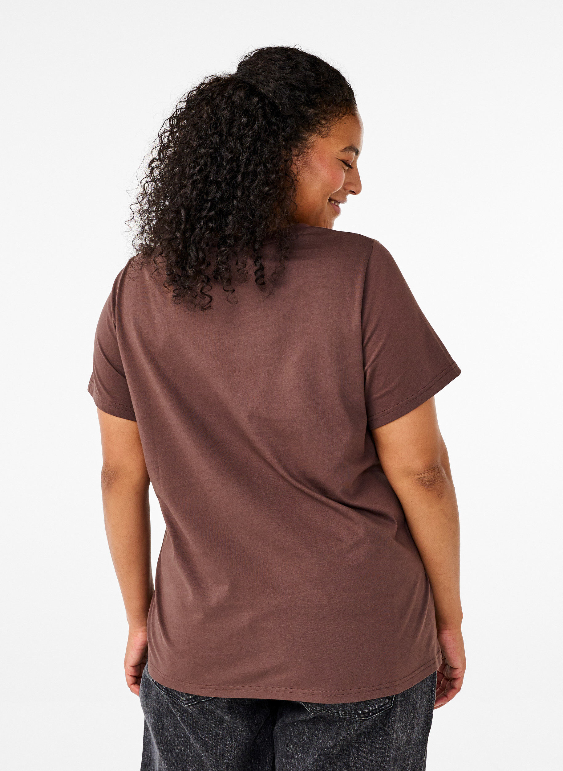 Zizzi T-Shirt aus Baumwolle mit Schleife, C. Martini W. Black, Model image number 1