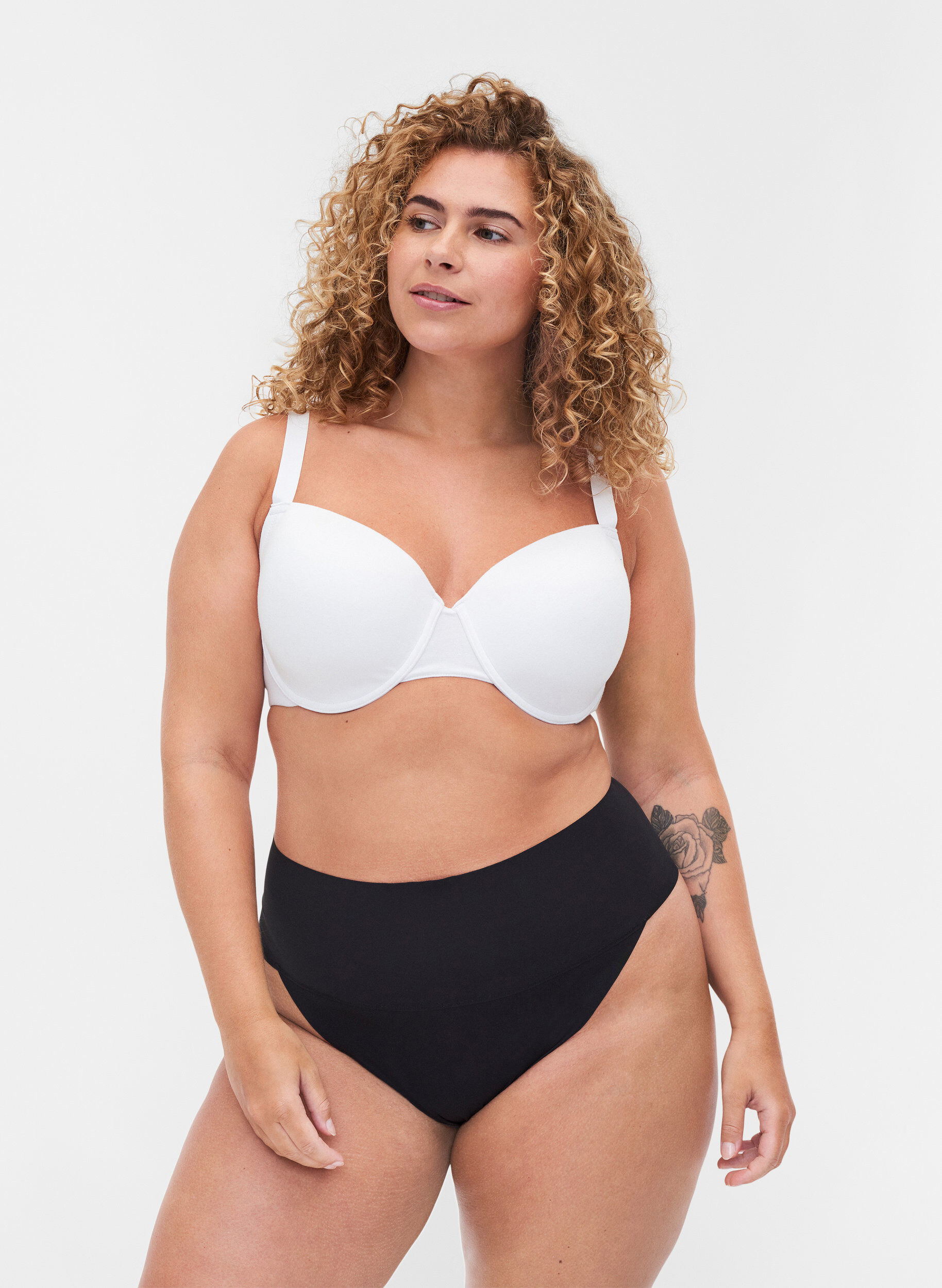 2er-Pack G-String mit hoher Taille, Schwarz, Model