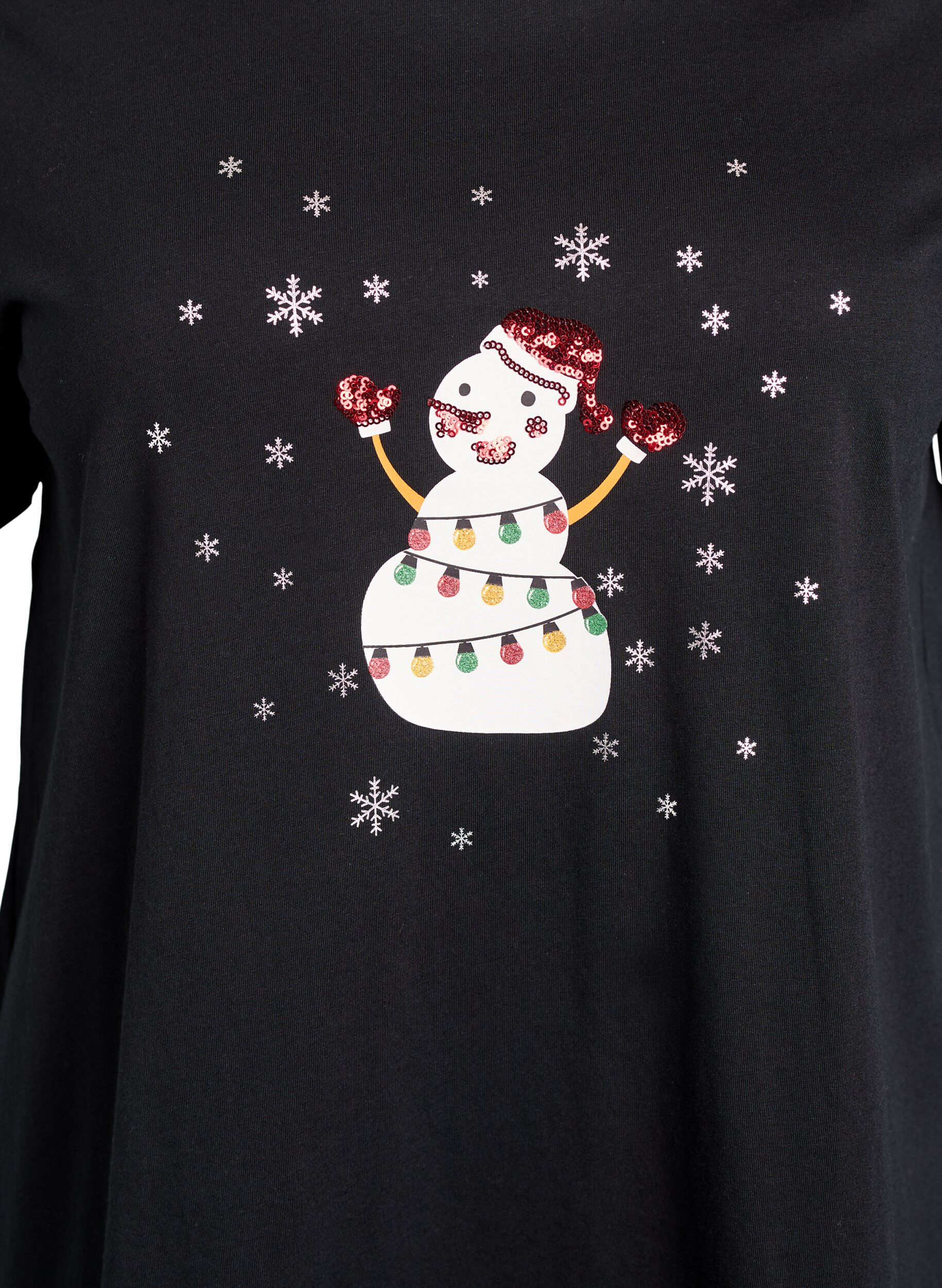 Zizzi Weihnachts-T-Shirt aus Bio-Baumwolle, Schwarz, Packshot image number 2