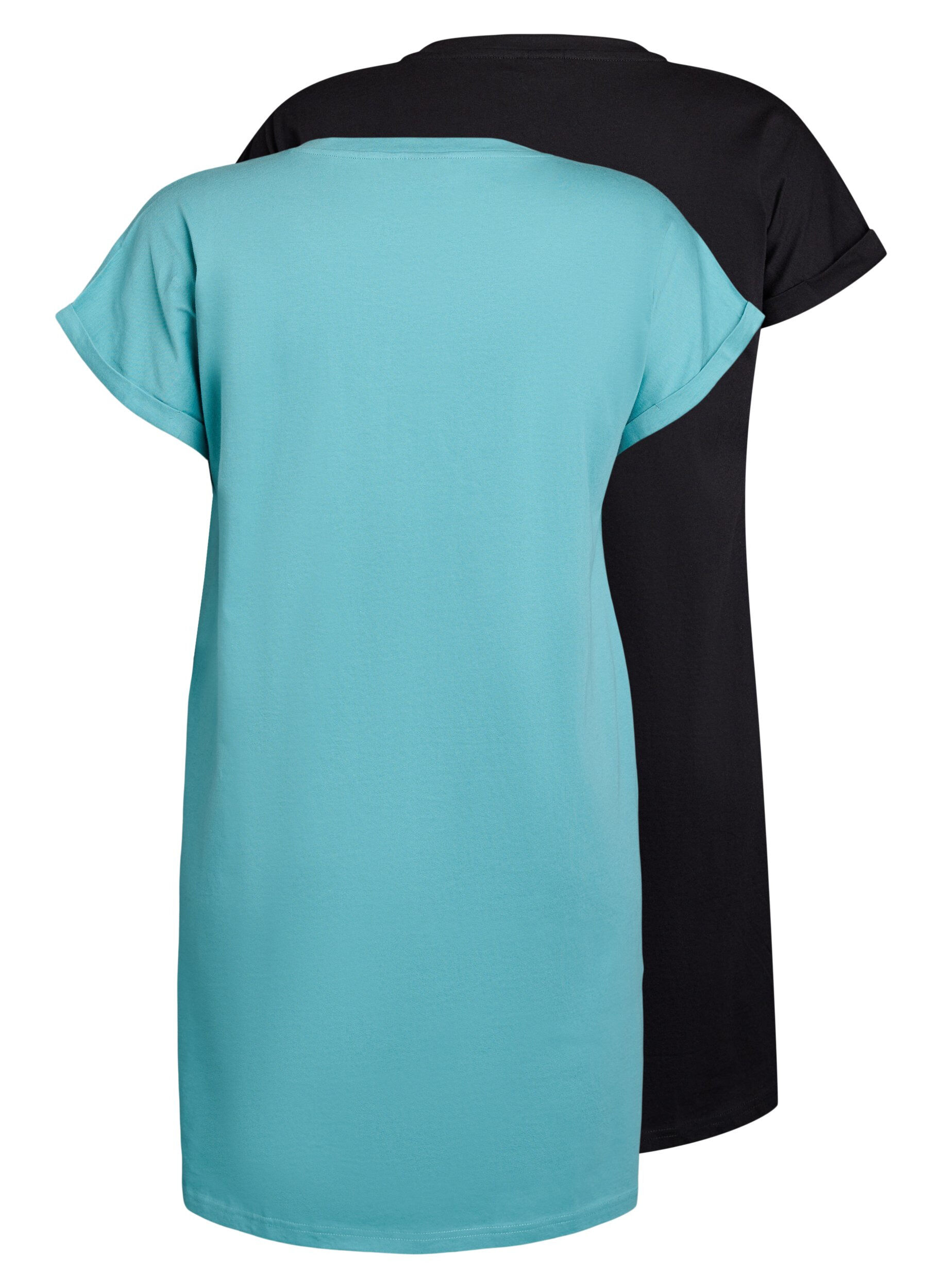 Zizzi 2er-Pack T-Shirt-Kleid mit kurzen &Auml;rmeln, Blau, Packshot image number 1