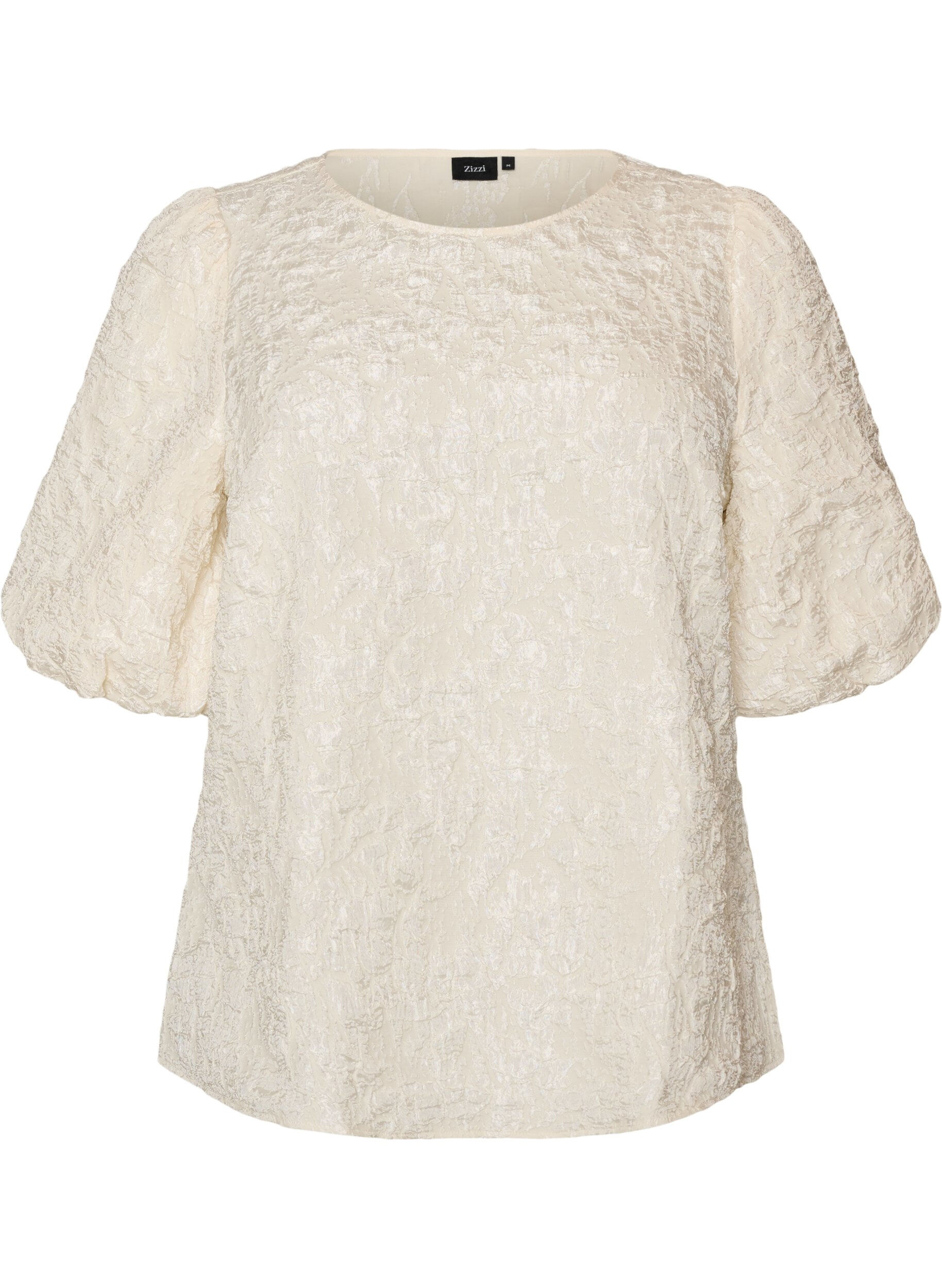Jacquardbluse mit Puff&auml;rmeln und A-Linien-Form