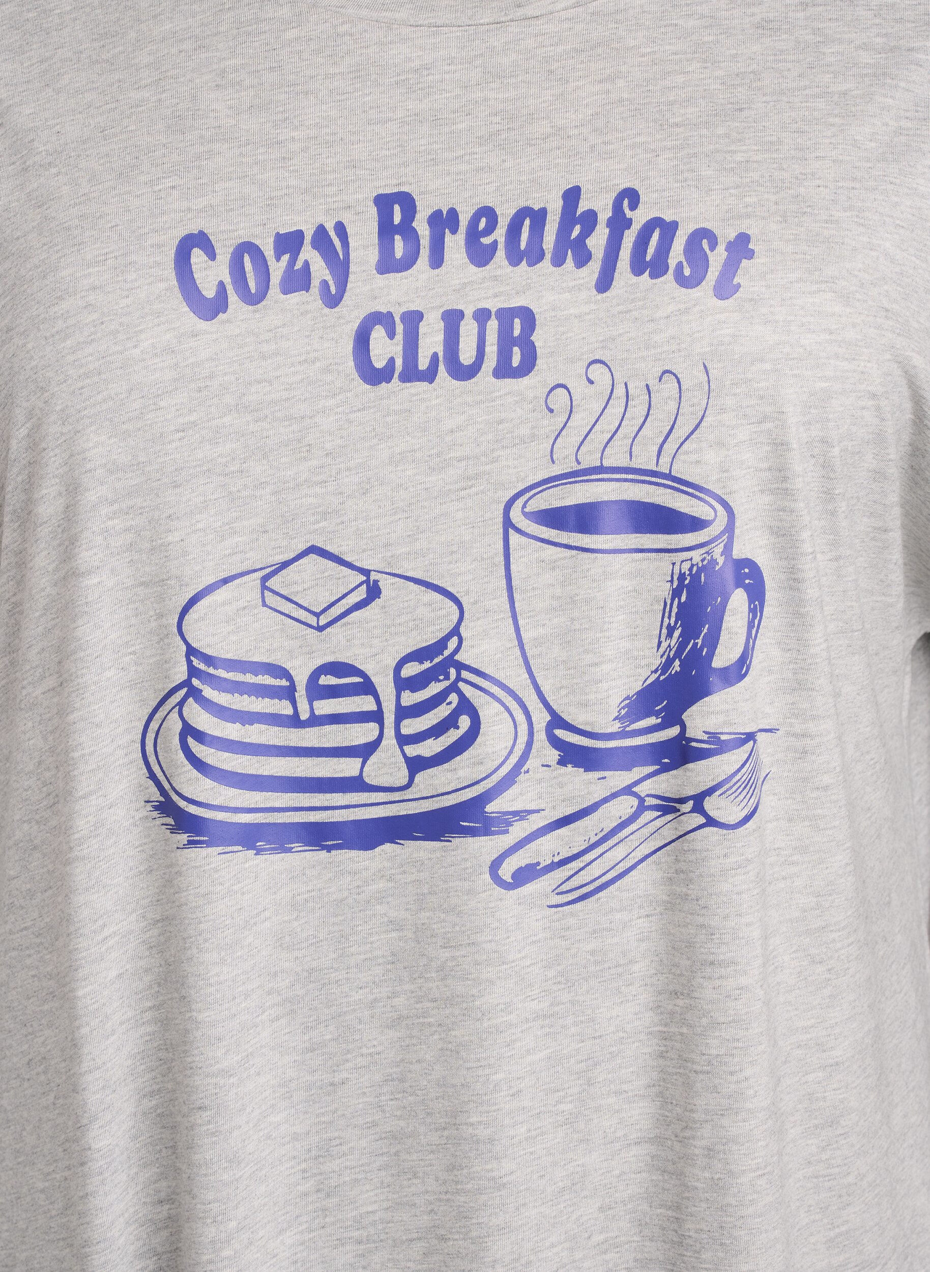 Zizzi Kurz&auml;rmliges Nachthemd mit Textdruck, Grau, Packshot image number 2