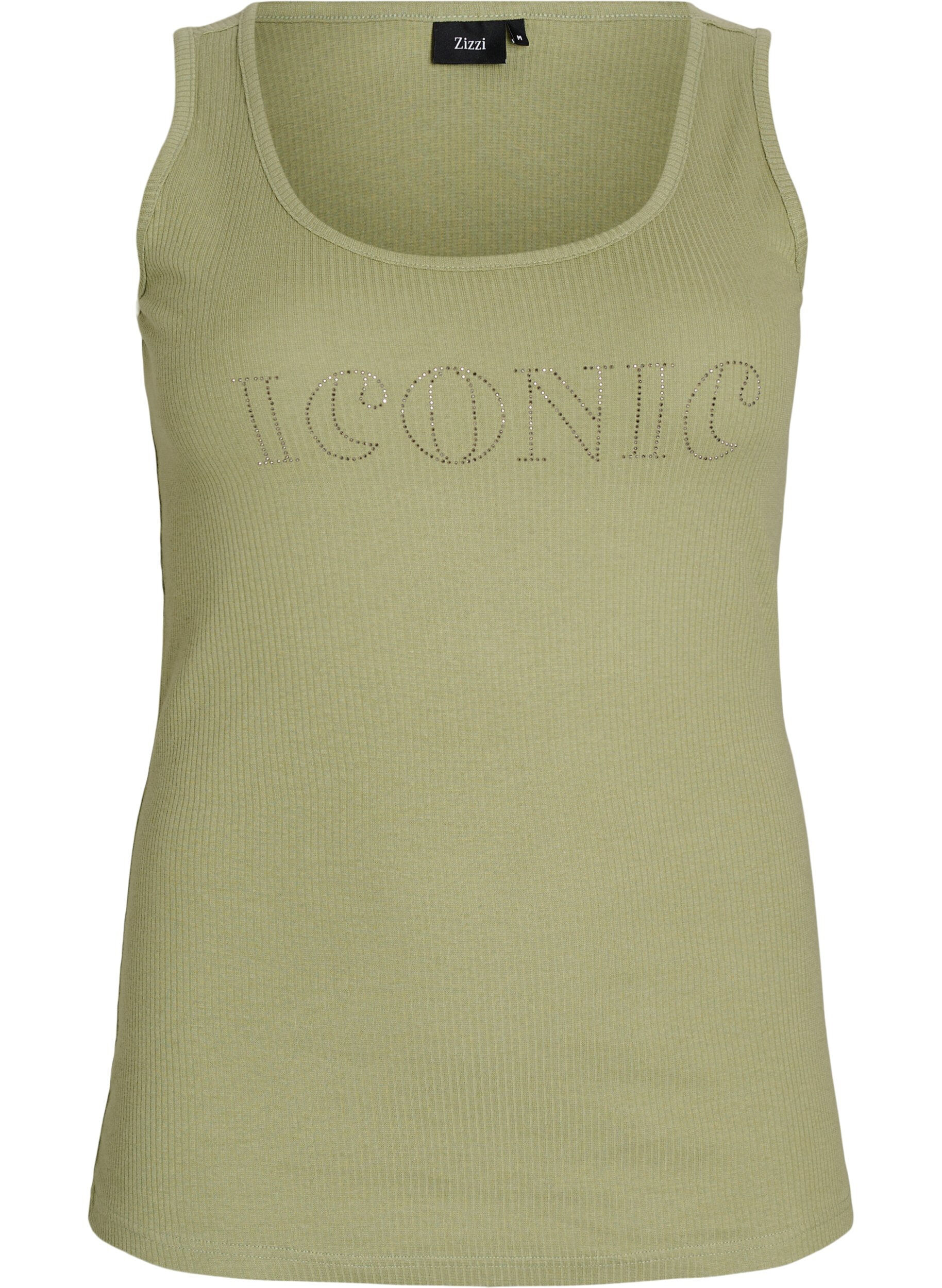 Schmal geschnittenes Tank-Top mit Strasssteinen