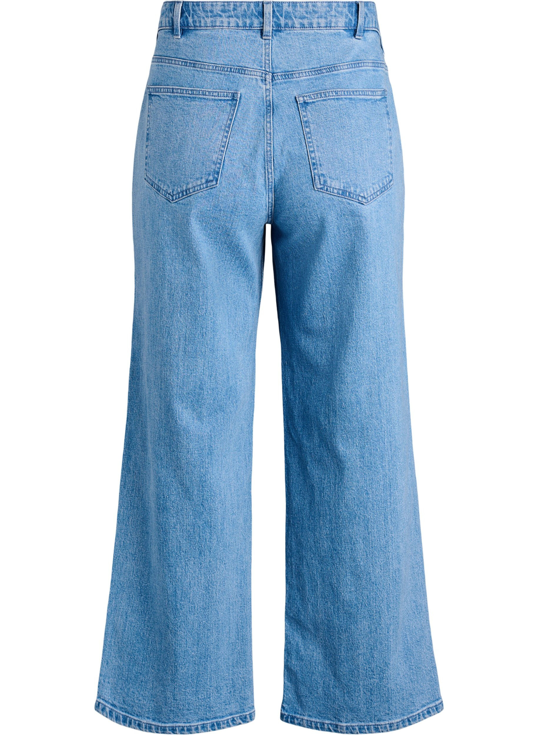 Zizzi Jeans mit weitem Bein und hohem Bund, Blau, Packshot image number 1