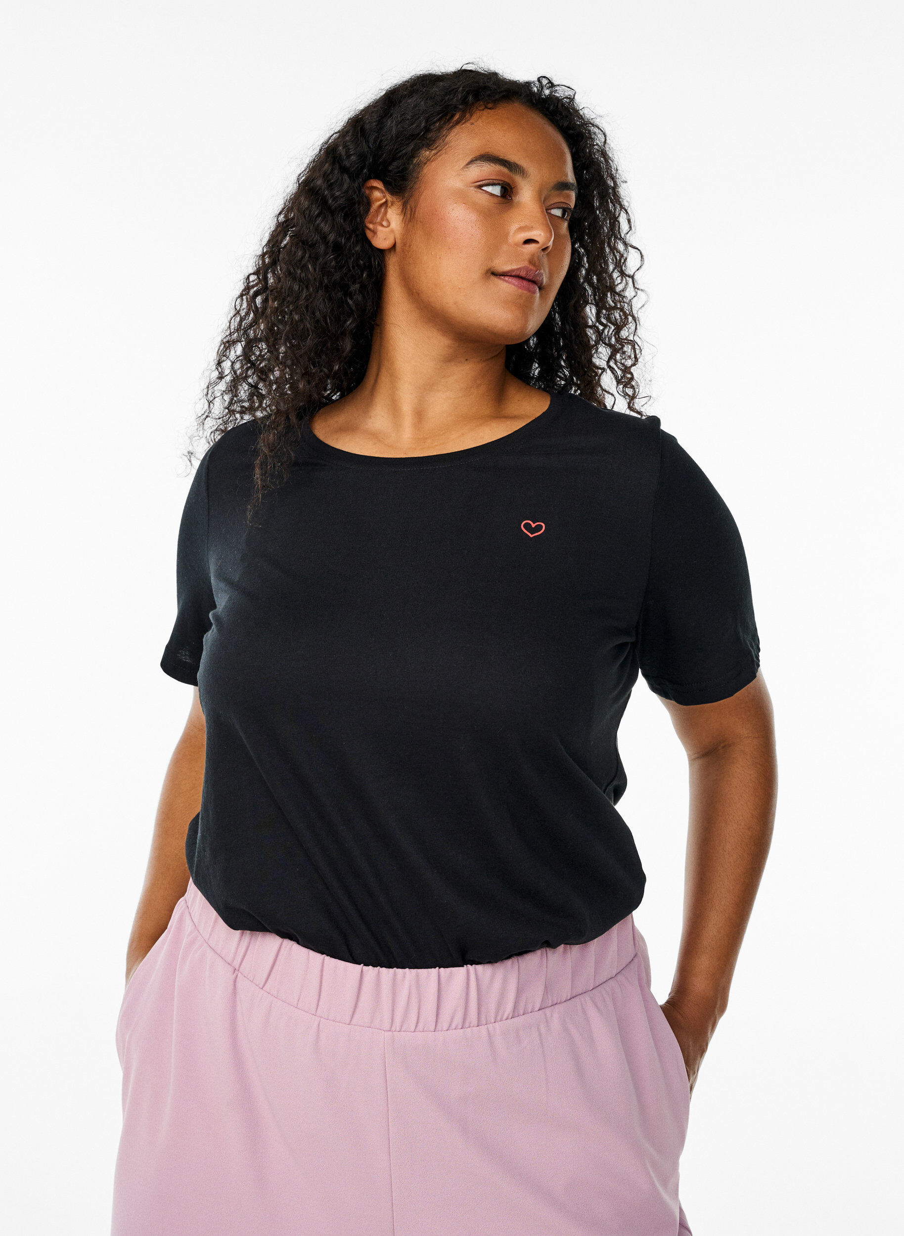 Zizzi FLASH - T-Shirt mit Print, Schwarz, Model image number 0