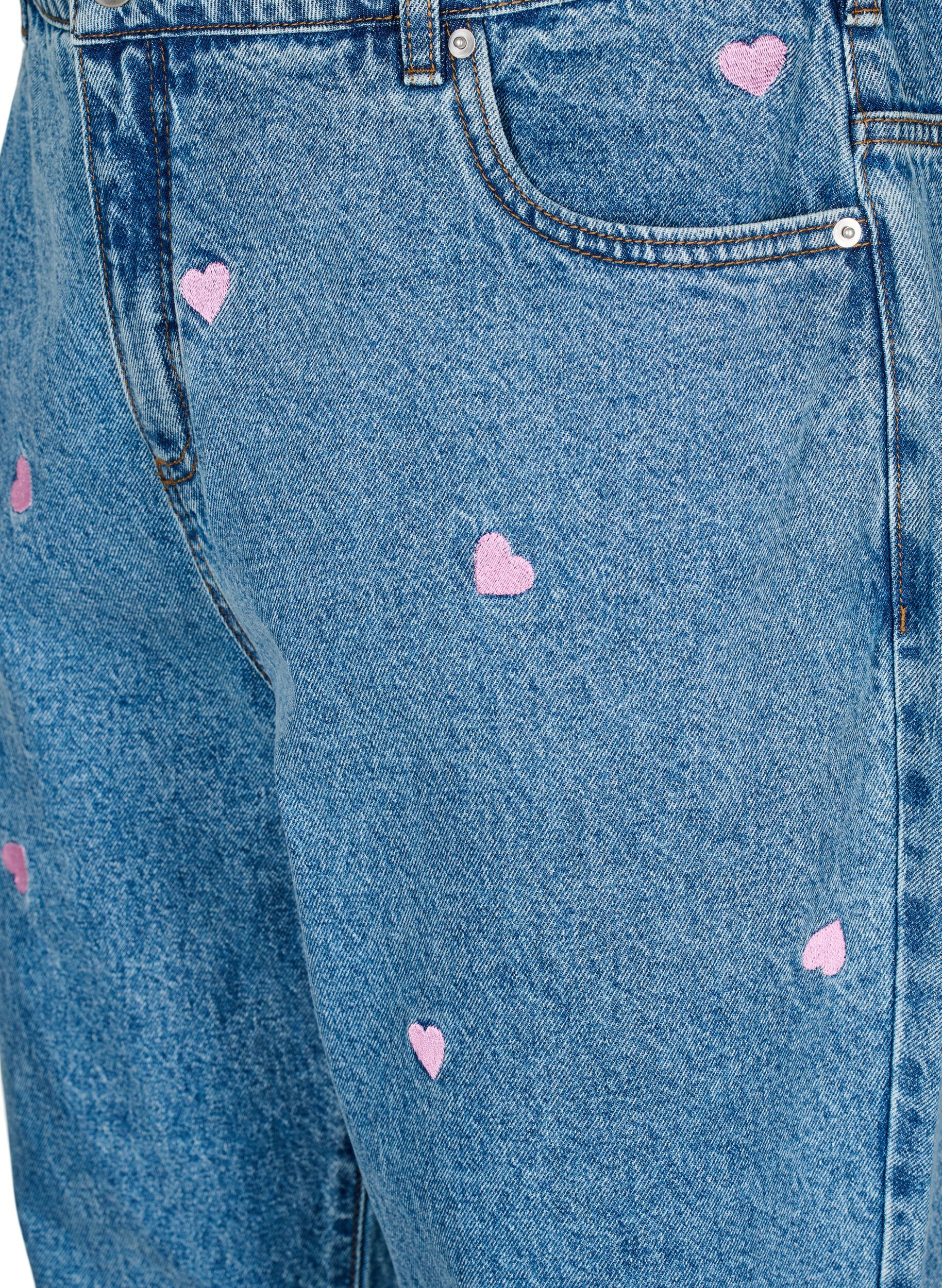 Zizzi Mille Mom Fit Jeans mit Stickerei, Blau, Packshot image number 2
