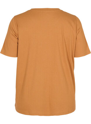 Kurzarm T-Shirt in Rippqualität, Pecan Brown, Packshot image number 1