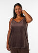 Top aus Velours mit Spitzen, Braun, Model image number 0