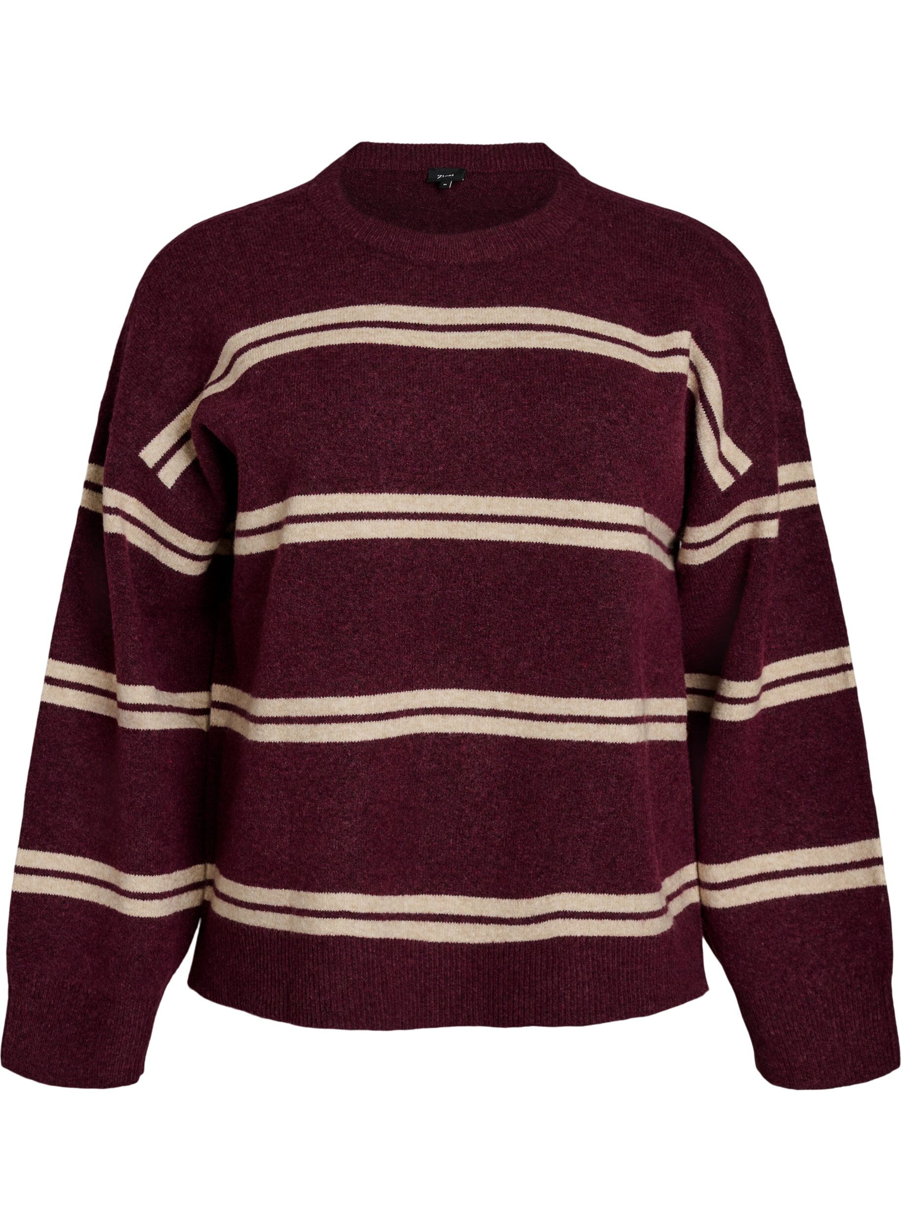 Strickbluse mit doppelten Kontraststreifen