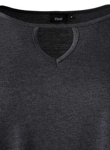 Melange-Bluse mit langen Ärmeln, Black Mel. , Packshot image number 3