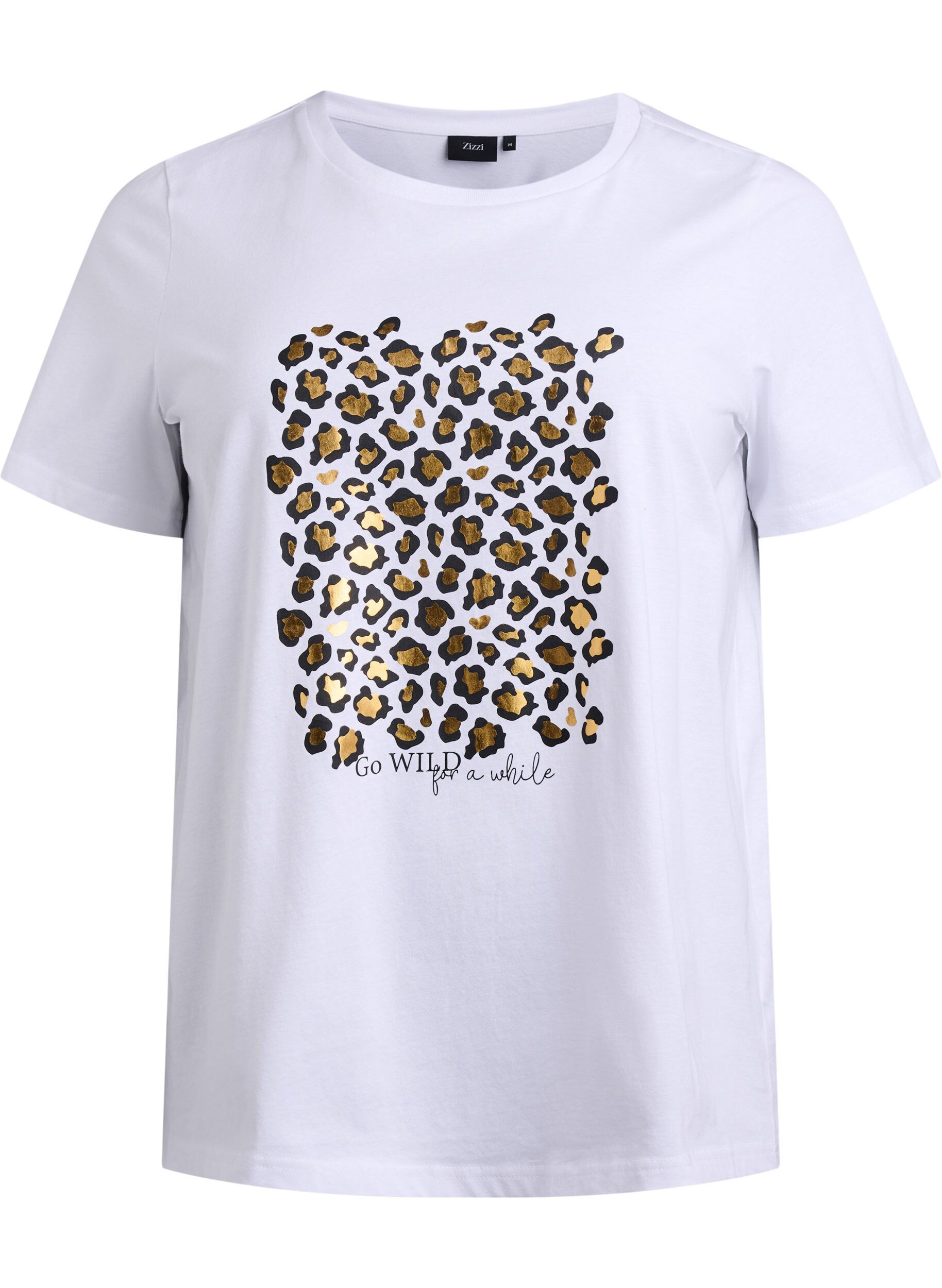 Zizzi T-Shirt mit Leopardenmuster, Bright White w. Leo, Packshot image number 0
