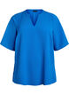 Kurzärmlige Bluse mit V-Ausschnitt, Blau, Packshot image number 0