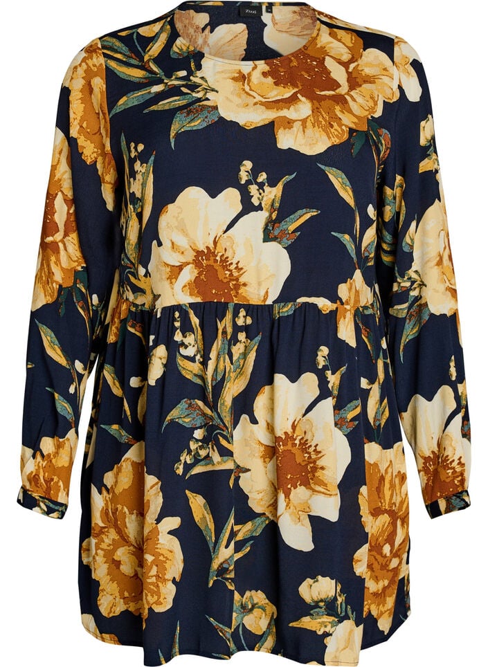 Lang&auml;rmelige Tunika mit Teilungsnaht, Blau, Packshot image number 0