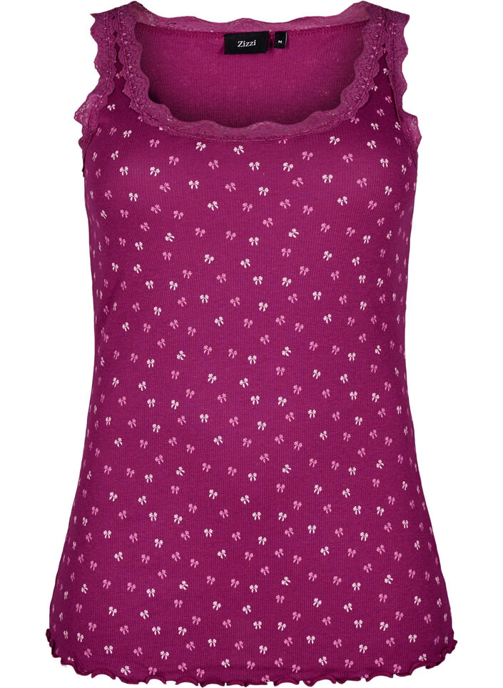 Oberteil mit Aufdruck und Spitzenborte, Boysenb. Heart AOP , Packshot image number 0