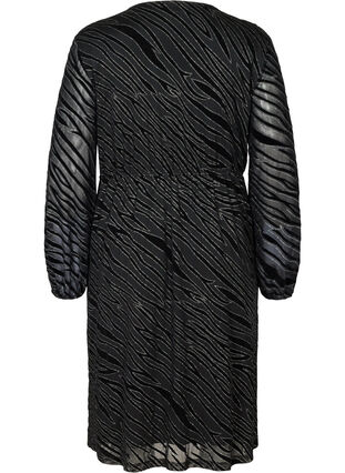 Gemustertes Kleid mit Glitzer und V-Ausschnitt, Black w Glitter, Packshot image number 1