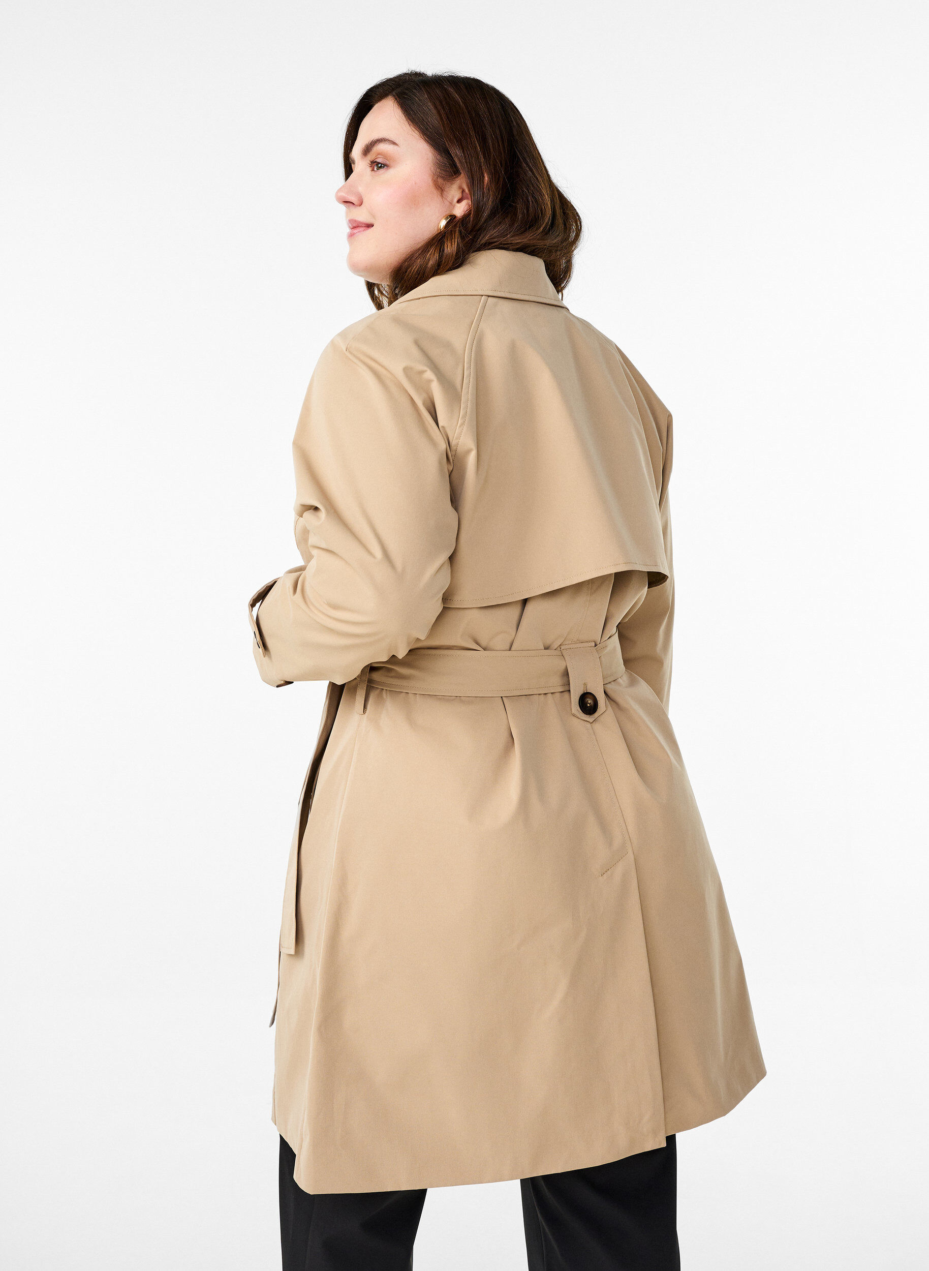 Zizzi Trenchcoat in Midi-L&auml;nge mit G&uuml;rtel, Incense, Model image number 1
