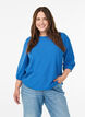 Bluse mit Struktur und 3/4-Ärmeln, Blau, Model image number 0