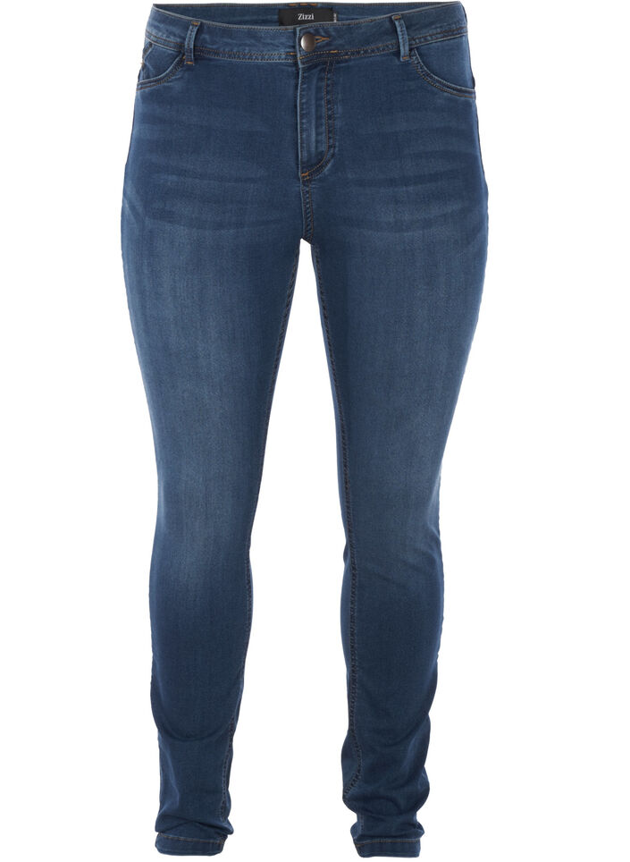 Super Slim Amy Jeans mit hoher Taille, Blau, Packshot image number 0