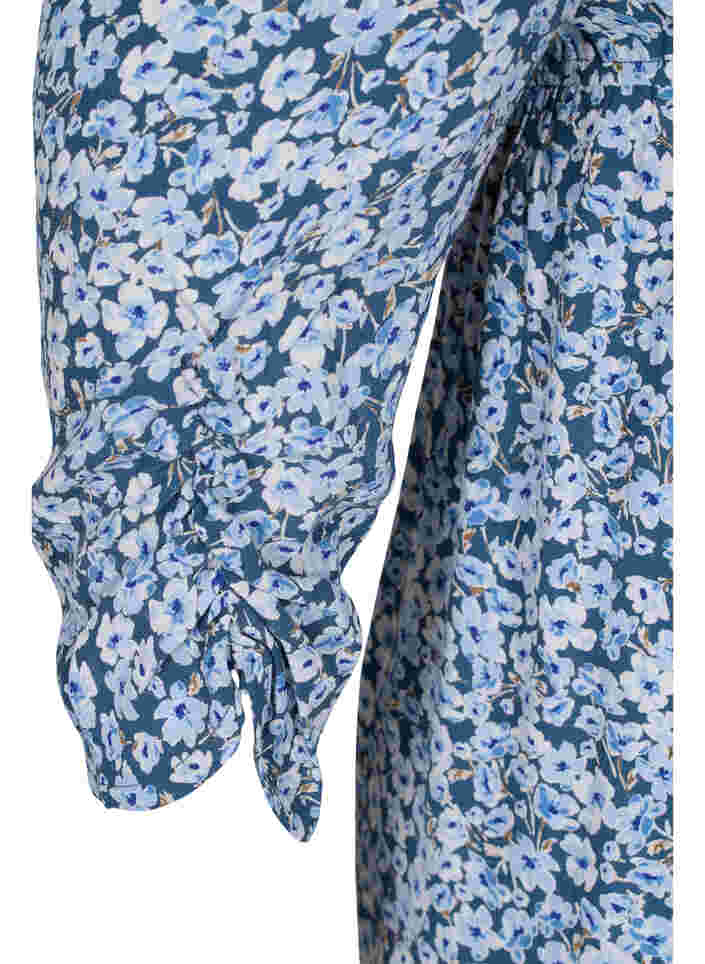 Schwangerschaftsbluse aus Viskose mit Blumenprint, Blue Flower AOP, Packshot image number 3