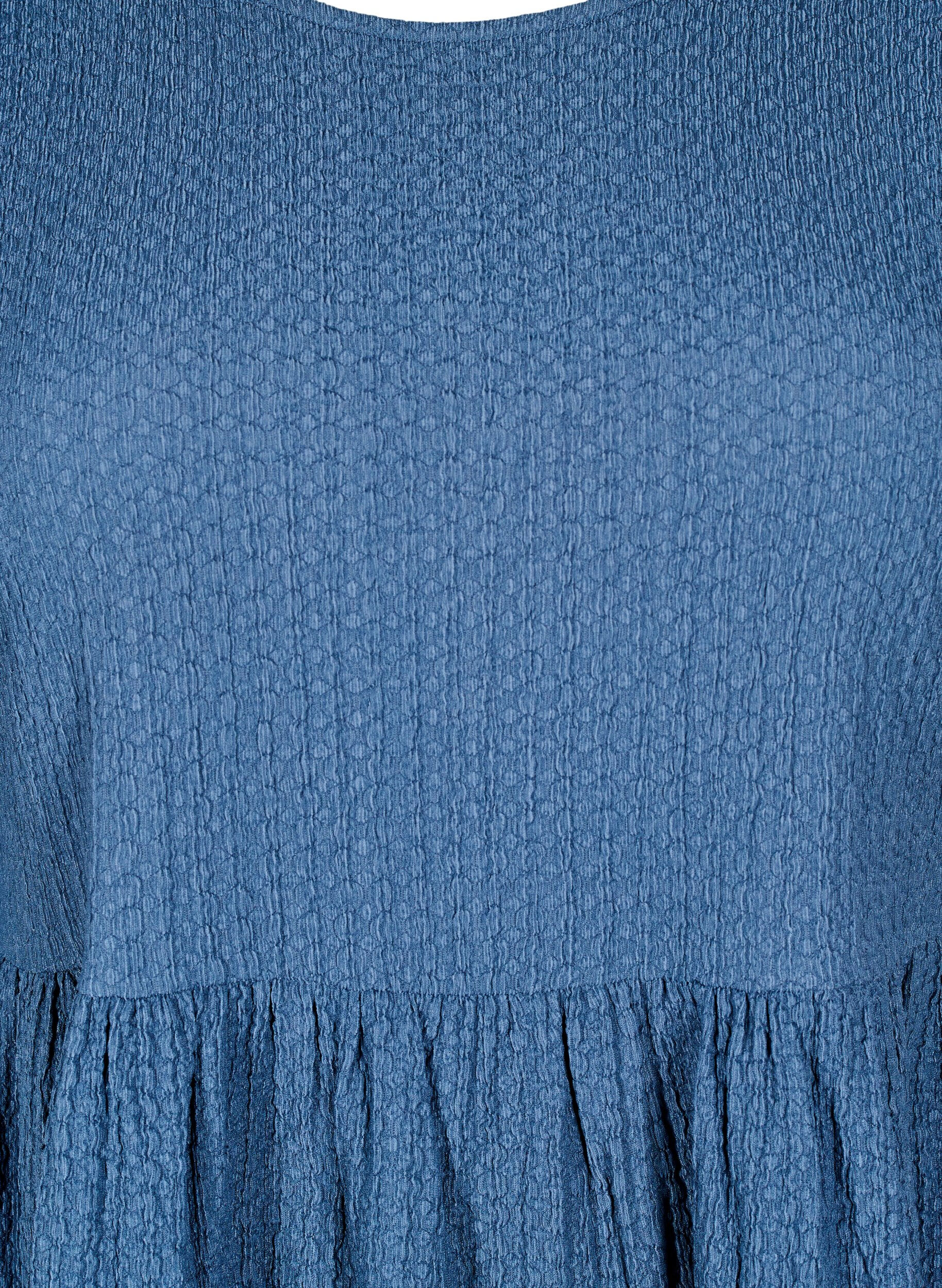 Zizzi FLASH - Kurzes Kleid mit Struktur und 3/4-&Auml;rmeln, Sargasso Sea, Packshot image number 2