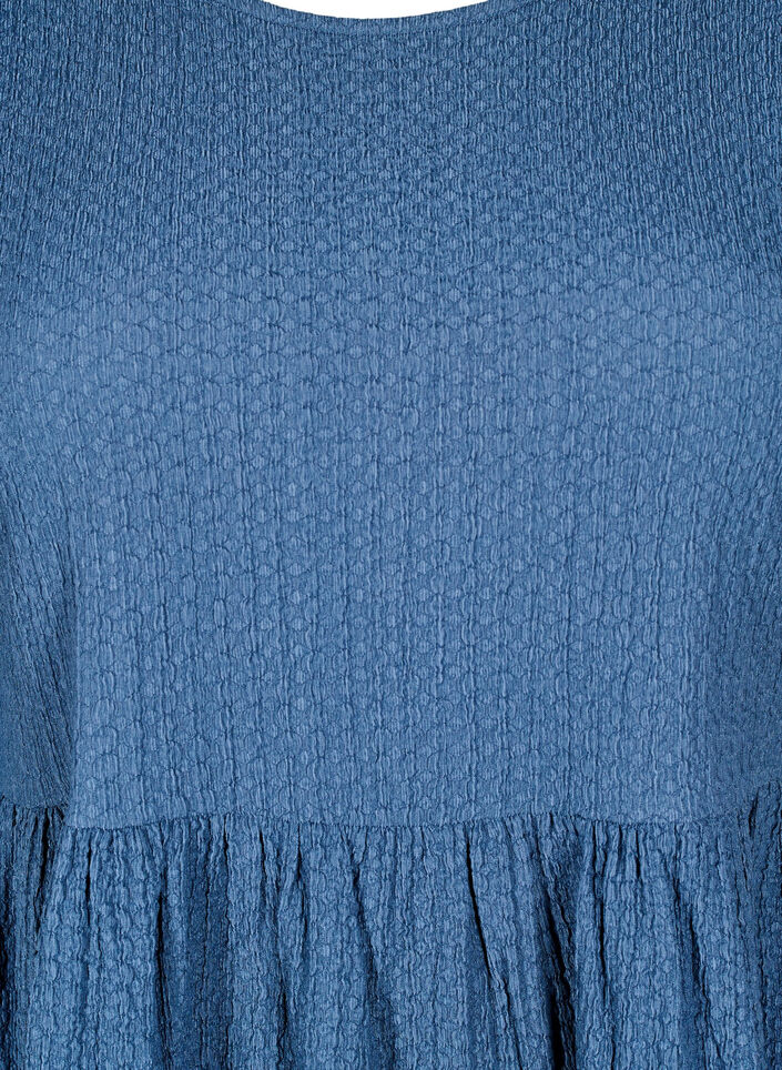 FLASH - Kurzes Kleid mit Struktur und 3/4-Ärmeln, Sargasso Sea, Packshot image number 2