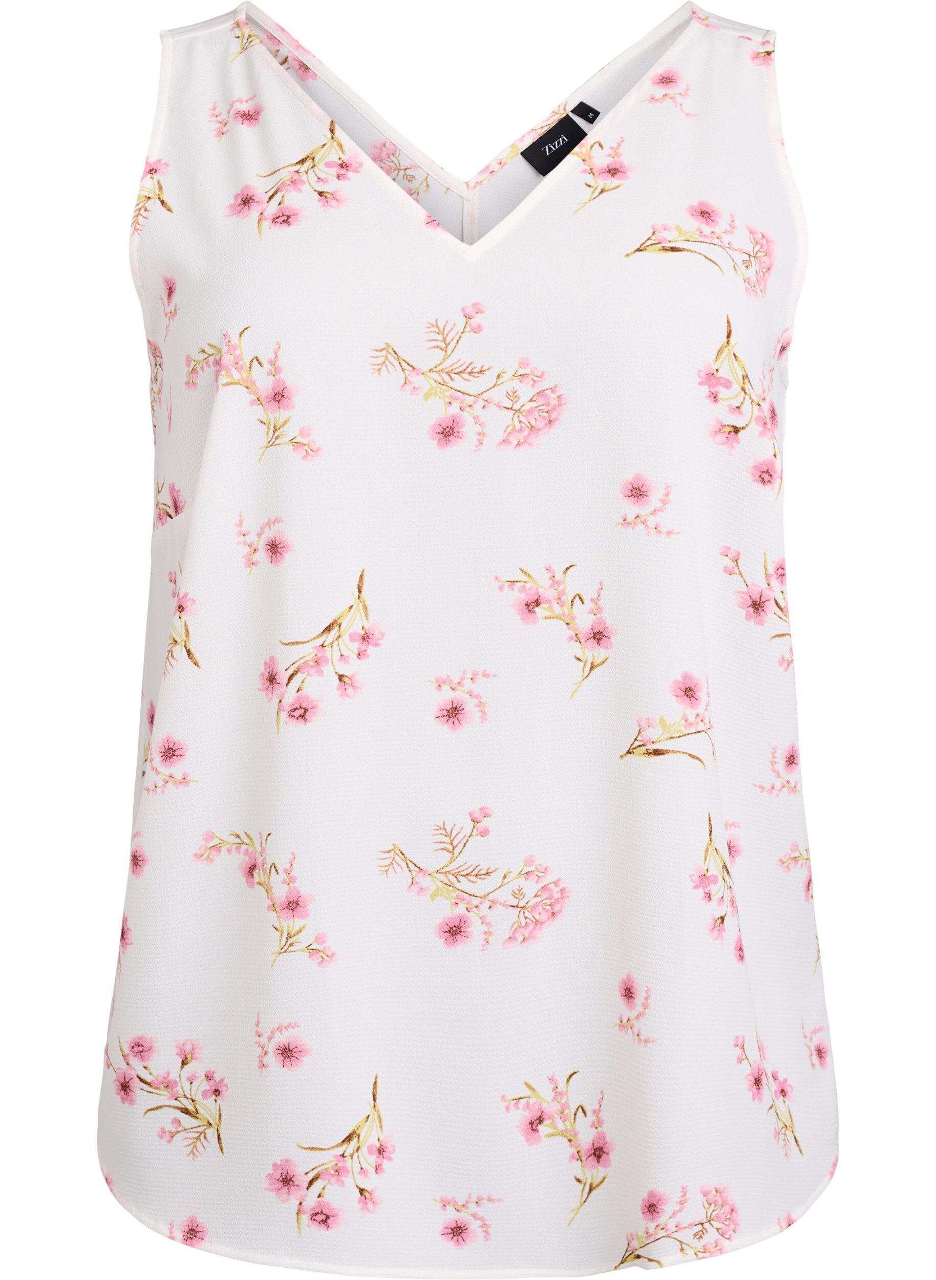 Zizzi Bedrucktes Oberteil mit V-Ausschnitt, Wei&szlig;, Packshot image number 0