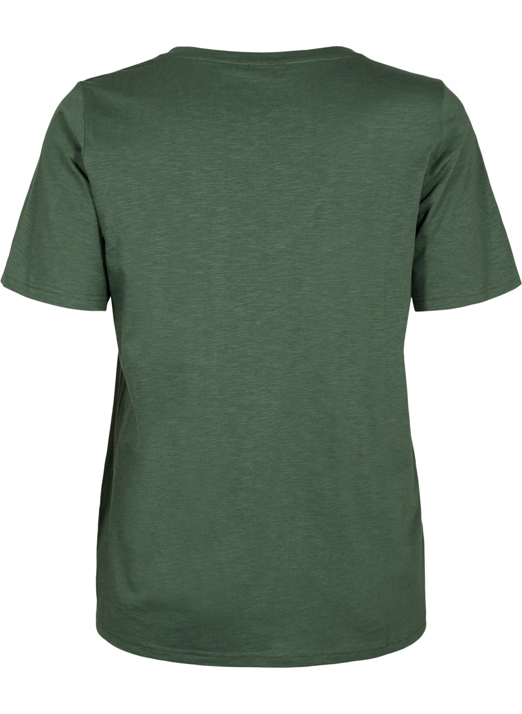 Zizzi Kurz&auml;rmeliges Basic T-Shirt mit V-Ausschnitt, Gr&uuml;n, Packshot image number 1