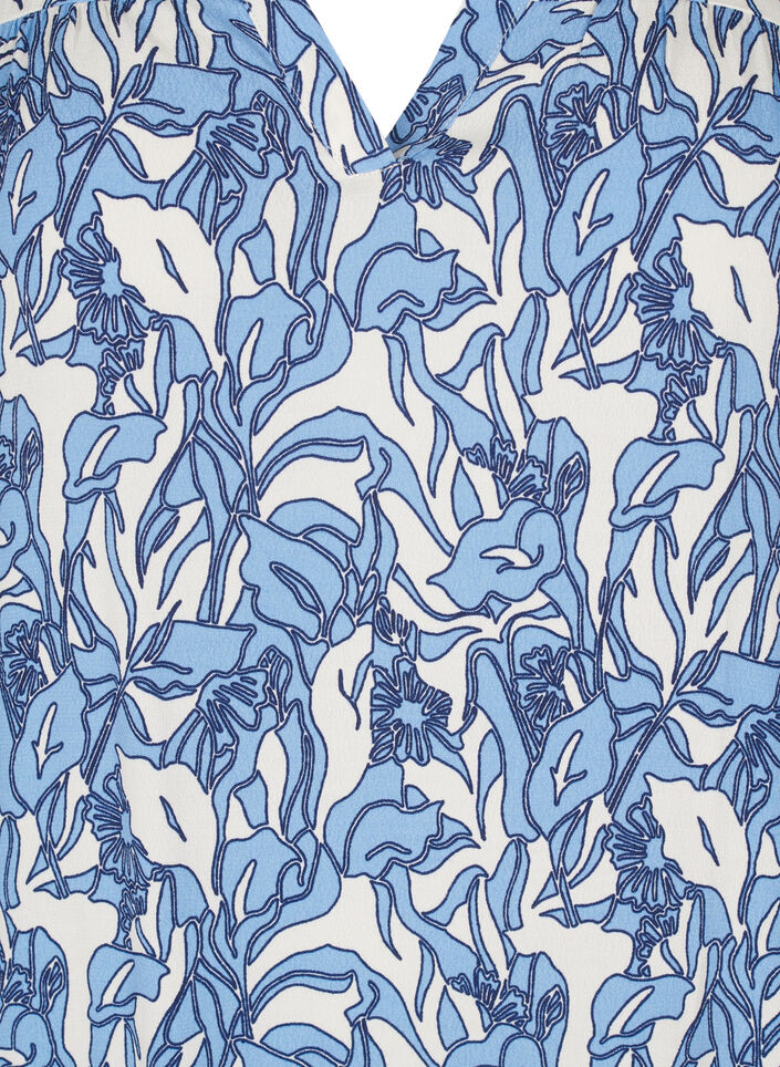 Langärmelige Bluse mit Print und V-Ausschnitt, Vanille, Packshot image number 2