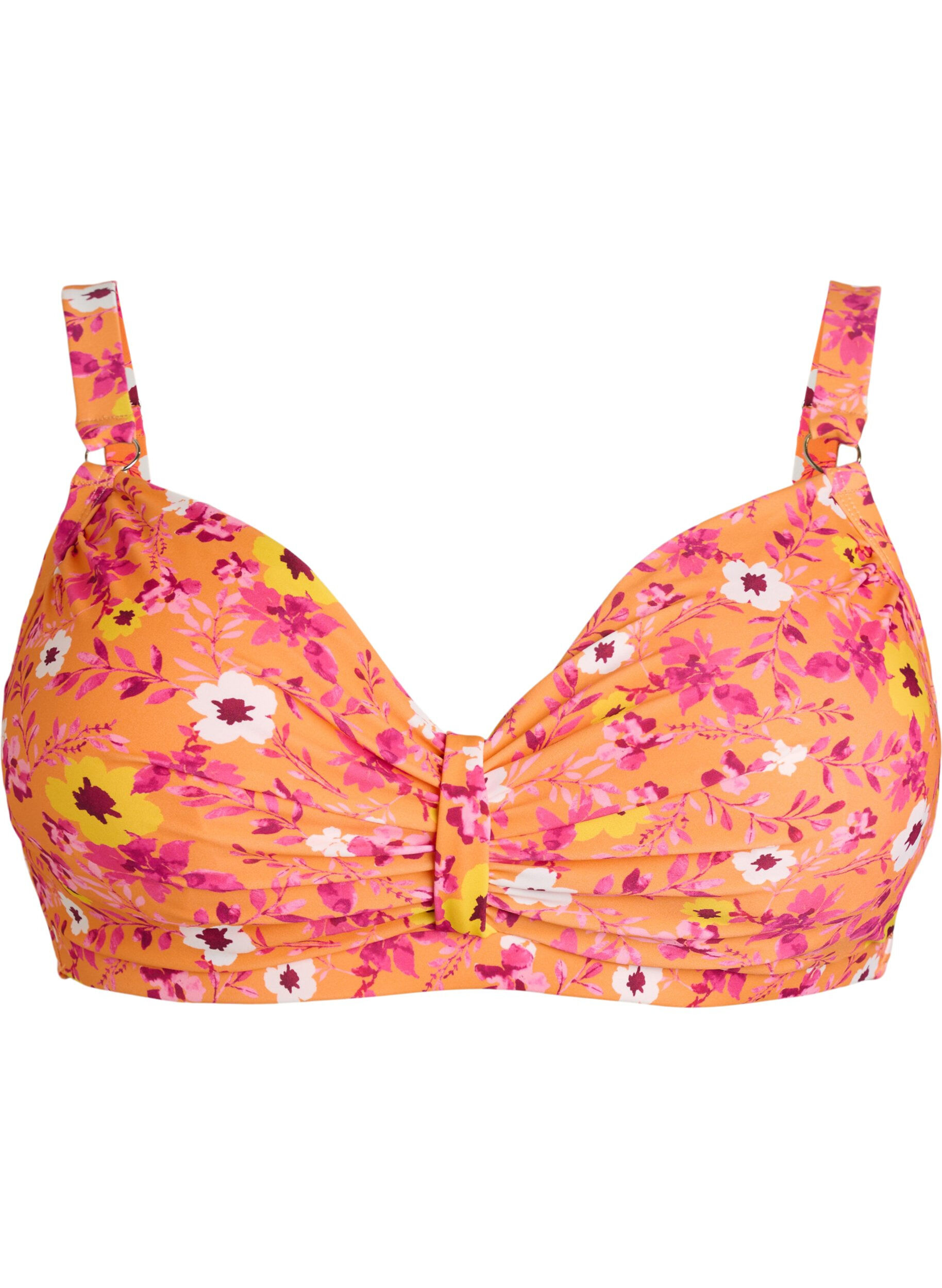 Zizzi Bikinioberteil mit B&uuml;gel und Muster, Orange, Packshot image number 0