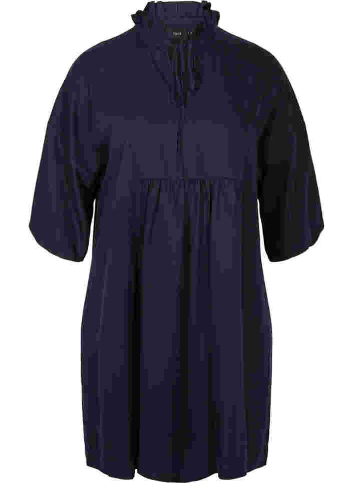 Kleid mit 3/4-Ärmeln aus Lyocell (TENCEL™), Black, Packshot image number 0