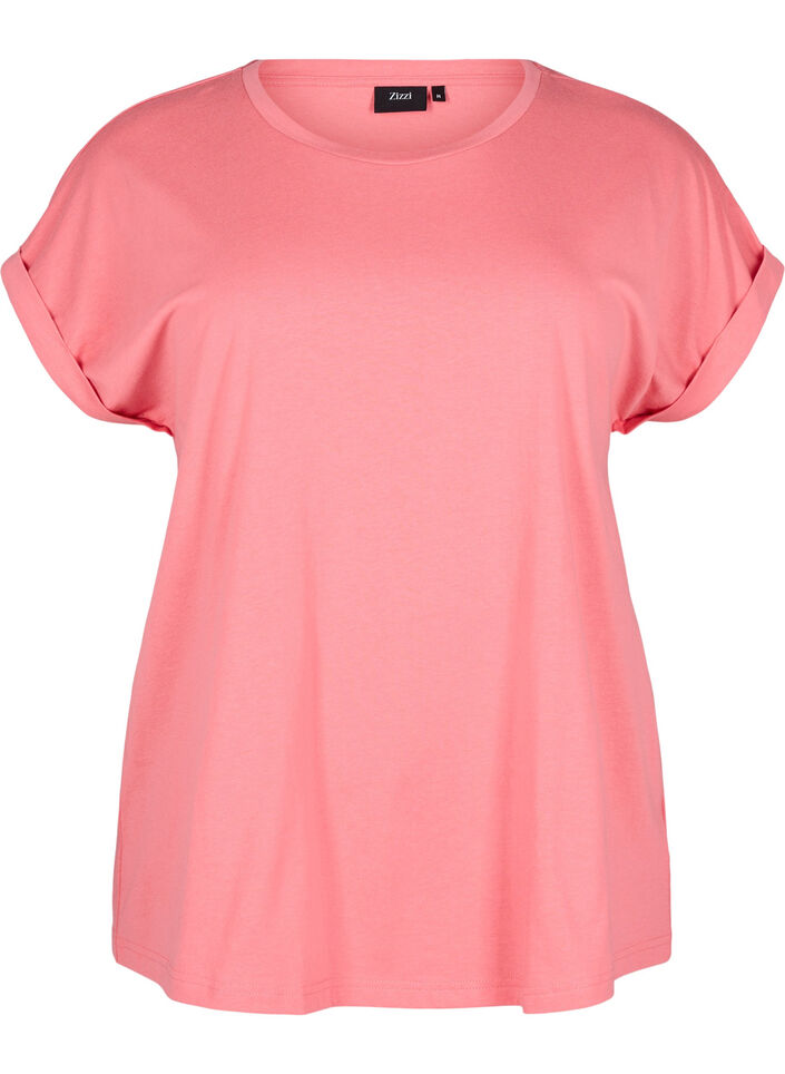 Kurz&auml;rmliges T-Shirt aus einer Baumwollmischung, Rot, Packshot image number 0