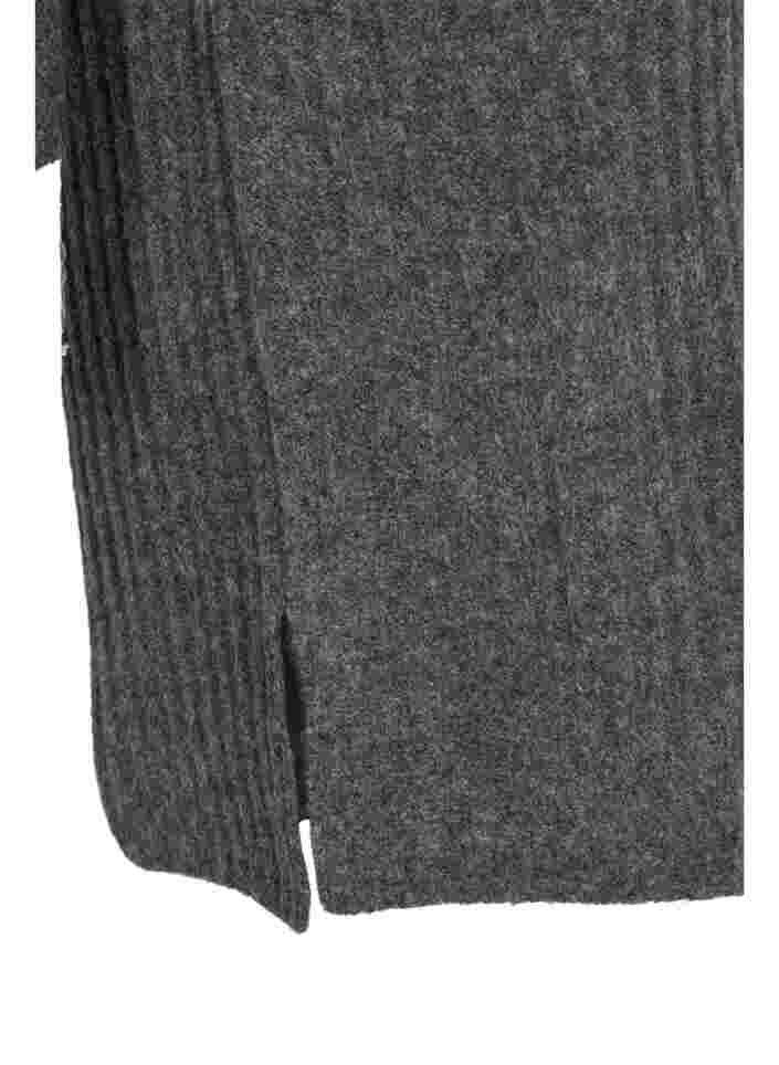 Strickkleid mit Rippstruktur, Dark Grey Melange, Packshot image number 2