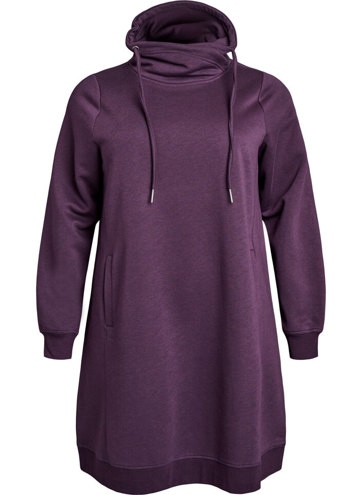 Kurzes Sweatshirtkleid mit Stehkragen und Taschen, Lila, Packshot image number 0