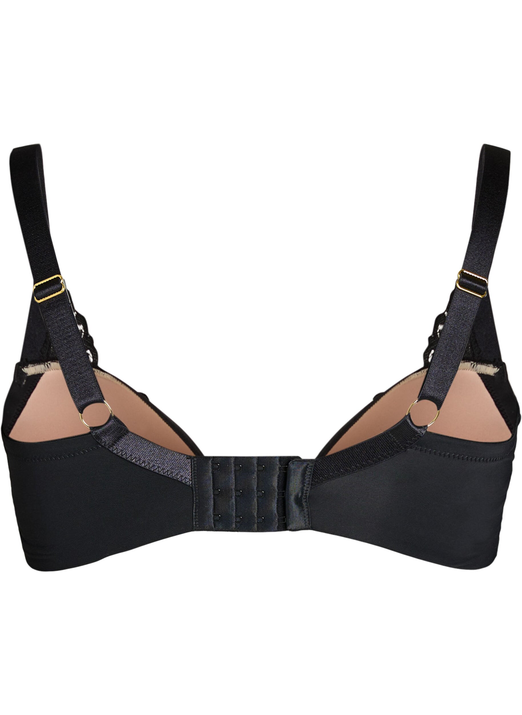 ZizziVorgeformter B&uuml;gel-BH mit gebl&uuml;mter Spitze, Schwarz, Packshot image number 1