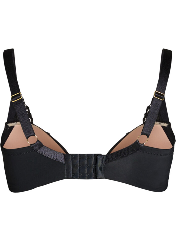 Vorgeformter B&uuml;gel-BH mit gebl&uuml;mter Spitze, Schwarz, Packshot image number 1