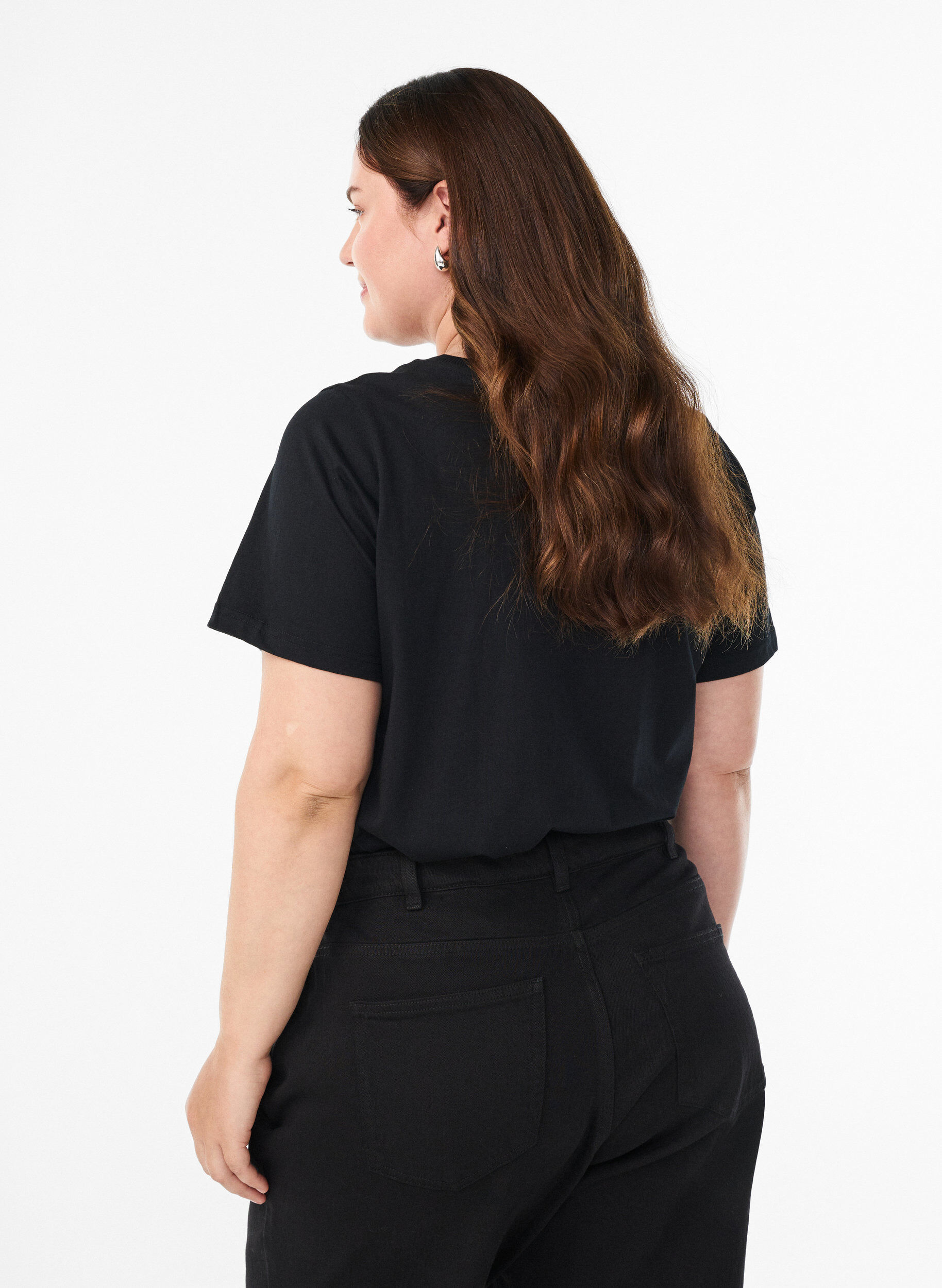 ZizziWeihnachts-T-Shirt aus Bio-Baumwolle, Schwarz, Model image number 2