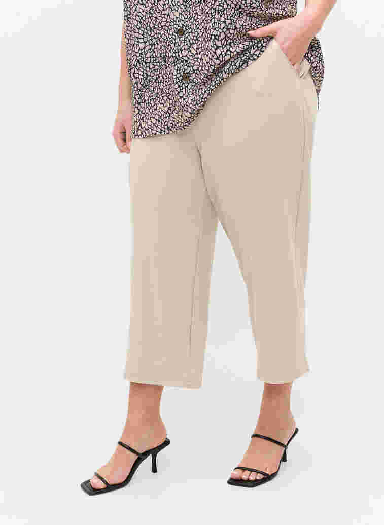 Einfarbige Culotte-Hose mit Taschen, Off White, Model image number 1