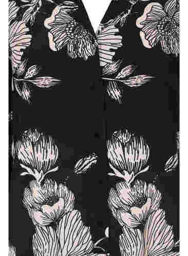 Langes Hemd aus Viskose mit Blumenmuster, Black White AOP, Packshot image number 2