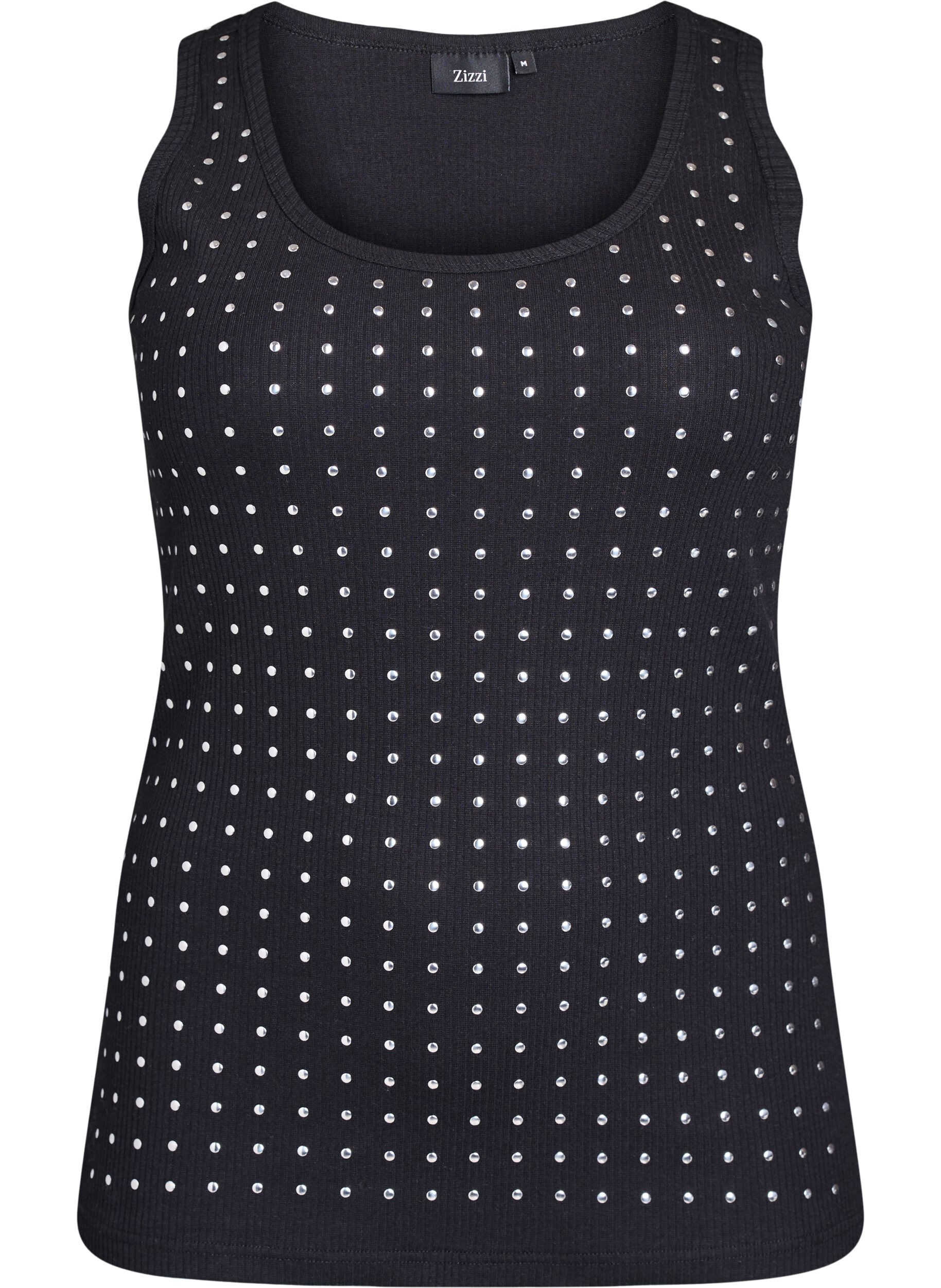 Zizzi Tanktop mit Nieten, Black, Packshot image number 0