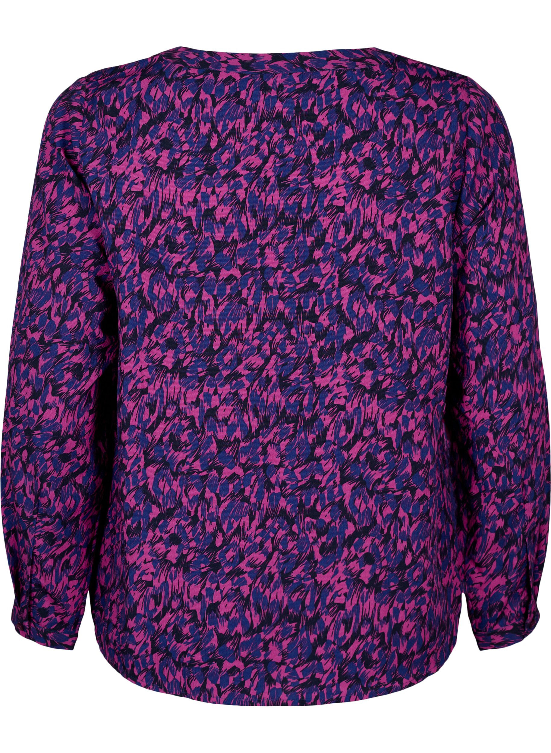 Zizzi FLASH &ndash; Lang&auml;rmlige Bluse mit Druck, Pink Blue AOP, Packshot image number 1