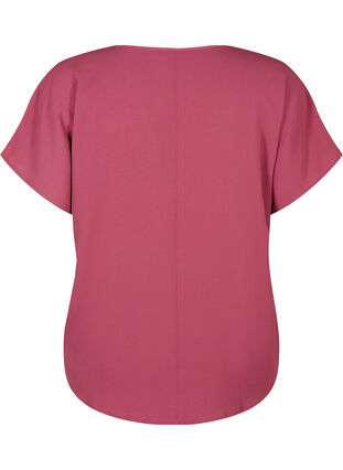 Bluse mit kurzen Ärmeln und Rundhalsausschnitt, Dry Rose, Packshot image number 1