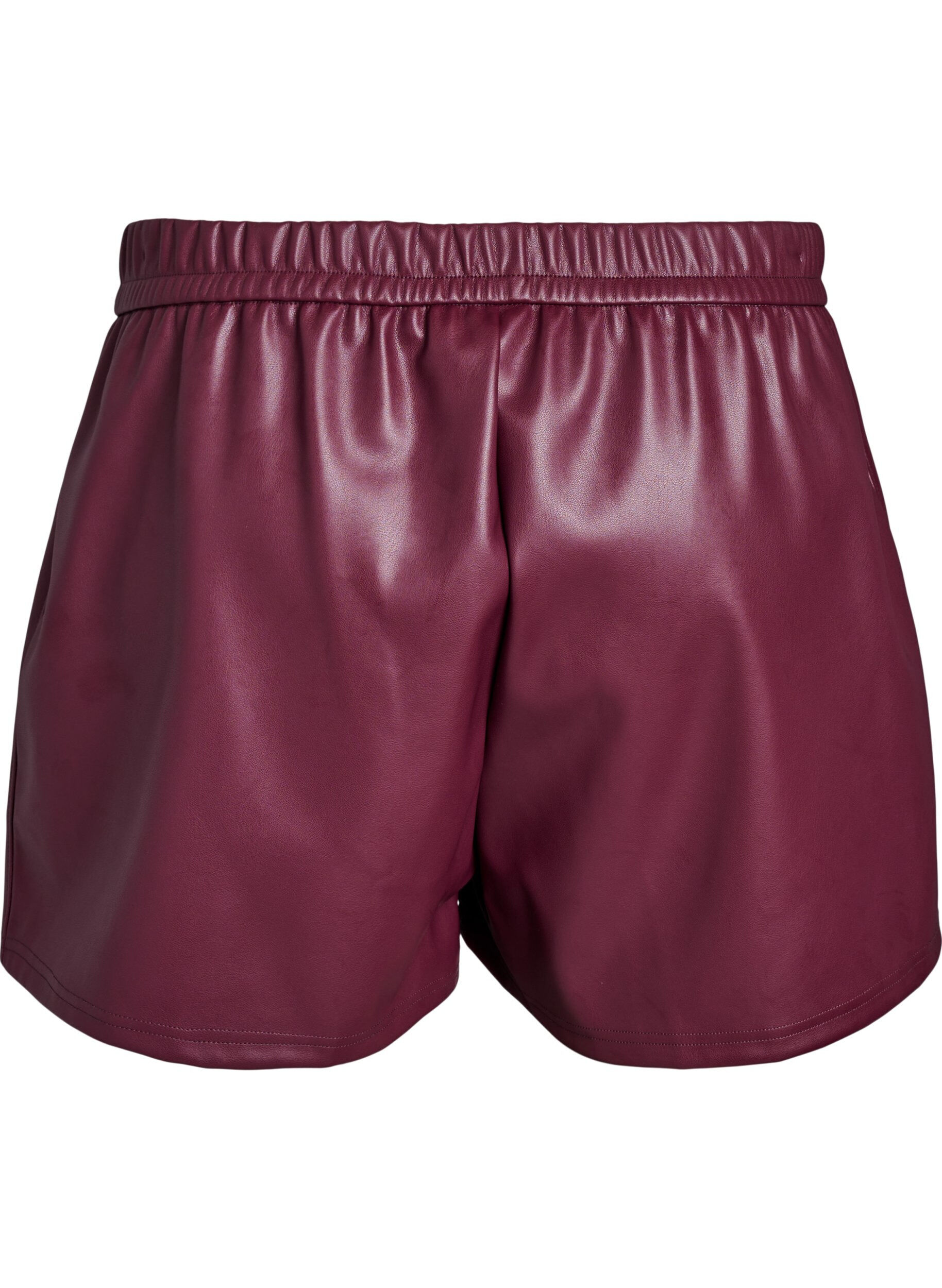Zizzi Shorts aus Kunstleder mit elastischem Bund, Dunkles Bordeaux, Packshot image number 1