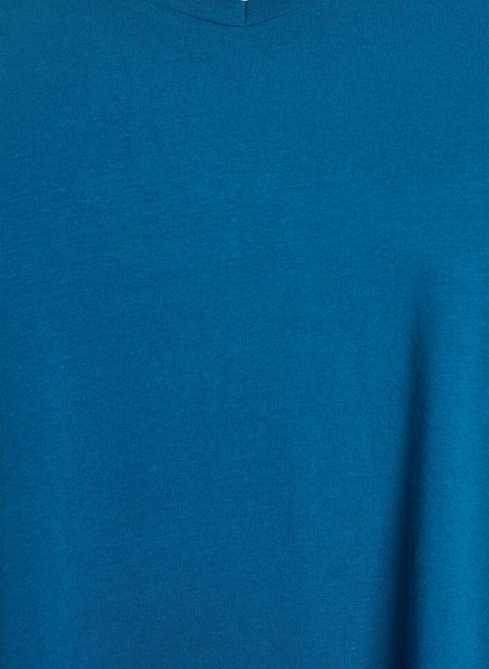 Einfarbiges basic T-Shirt aus Baumwolle, Petrol, Packshot image number 2