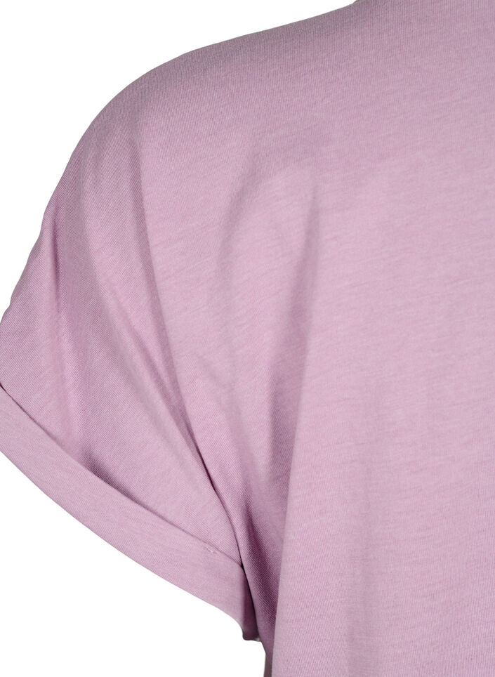 Kurz&auml;rmeliges T-Shirt aus einer Baumwollmischung, lila, Packshot image number 3