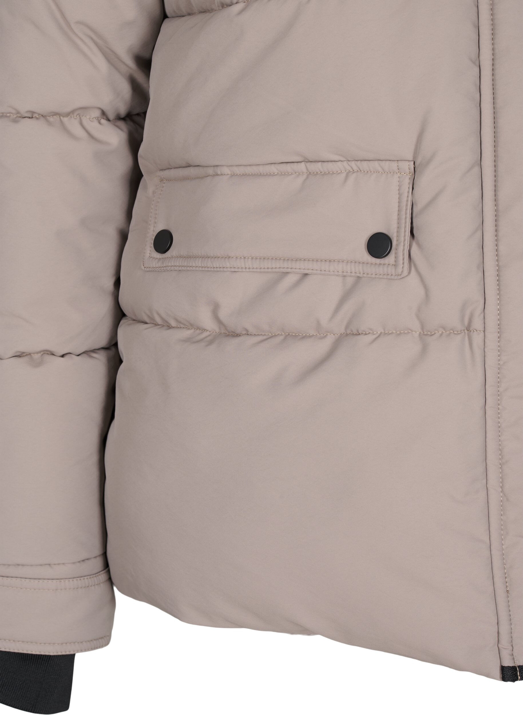 Zizzi Kurze Steppjacke mit Kontrastdetails, Beige, Packshot image number 3