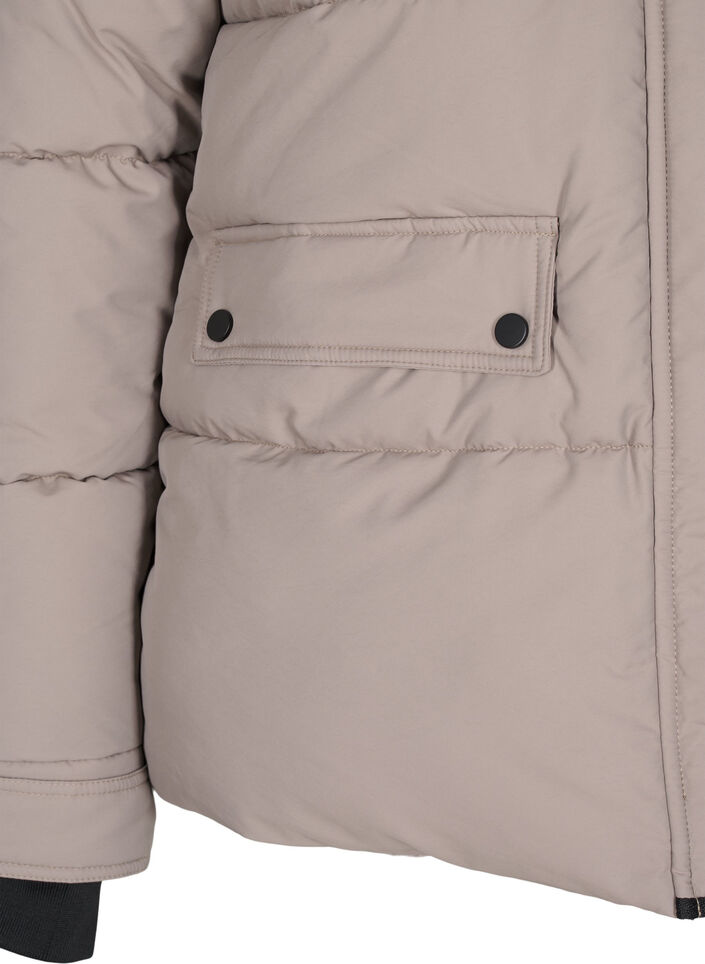 Kurze Steppjacke mit Kontrastdetails, Beige, Packshot image number 3