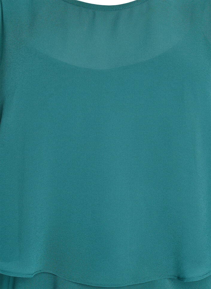 Maxikleid mit Rüschen-Volants und abnehmbarem Cape, Grün, Packshot image number 2