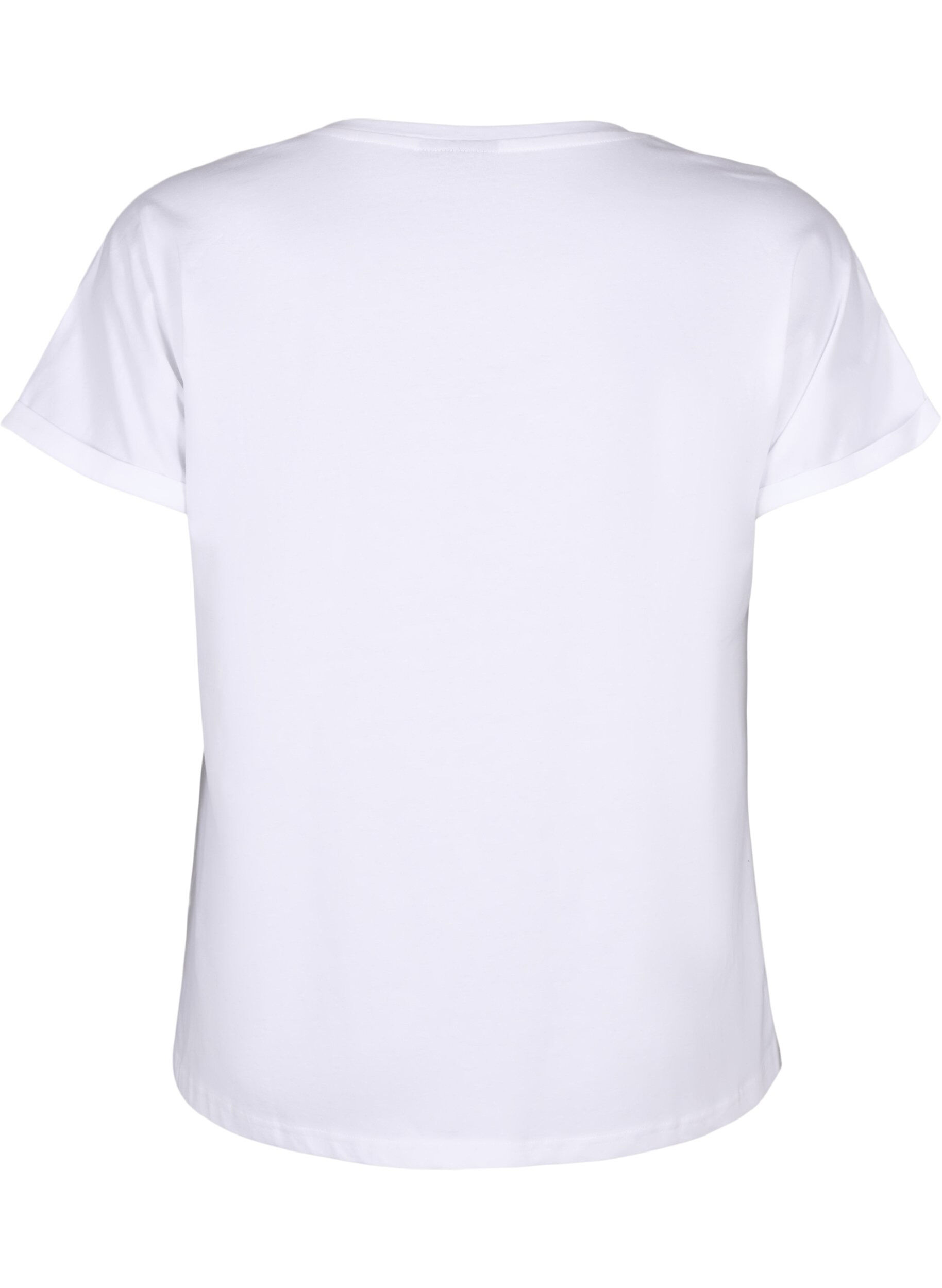 Zizzi T-Shirt aus Bio-Baumwolle mit Lochstickerei, Bright White, Packshot image number 1